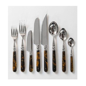 ชุดช้อนส้อมสแตนเลสกระจกขัดเงามาใหม่พร้อมที่จับกระดูกธรรมชาติสำหรับใช้ในบ้านและร้านอาหาร - Product Image 5