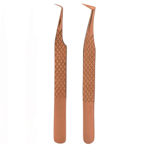 6 pinces à cils en acier inoxydable, pointe droite et courbée, pour extensions de cils, volume et beauté - Product Image 3