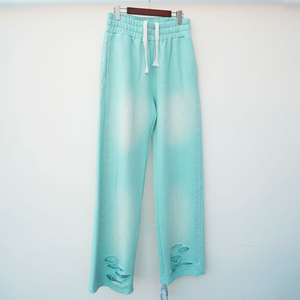 Pantalon de jogging unisexe décontracté en toile légère délavée effet vieilli pour homme 2026, avec logo personnalisé et taille élastique respirante - Product Image 6