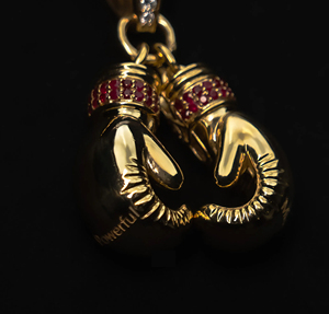 Collar con Colgante de Guantes de Boxeo Chapados en Oro, Cadena de Cuerda con Incrustaciones de Circonia Cúbica, Estilo Hip Hop, Joyería para Hombre - Product Image 3