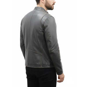 Chaqueta de Tela Estilo Motero con Cuello Alto para Hombre, Otoño, Leathertex, Sin Relleno - Product Image 2