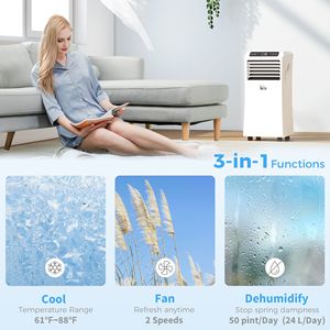 "441 Sq. Ft. <b>Portable</b> <b>AC</b> <b>Unit</b> with 10,000 BTU 3-in-1 Cooling Dehumidifier Sleep Mode-New UK/EU/US Plug Types" - Product Image 4
