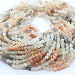 Perles rondes en pierre de lune naturelle multicolores 5,5-6 mm, perles rondes en pierre de lune multicolores 13 pouces pour bijoux - Product Image 1