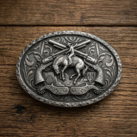 Hebillas de Cinturón de Metal Estilo Occidental Personalizadas para Hombre, Hebillas de Cinturón de Vaquero de Aleación de Zinc con Relieve 3D y Acabado Antiguo