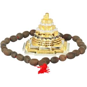 Shri Yantra ขนาด3นิ้วพร้อม Mala (Meru) ของตกแต่งบ้านแบบดั้งเดิม - Product Image 1