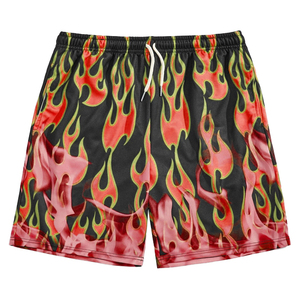 Shorts de Baño para Hombre con Estampado de Llamas Azules, Secado Rápido, Cintura con Cordón Ajustable, Estilo Casual - Product Image 4