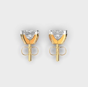 IGI Certified Princess Cut Lab Grown Diamond Stud <b>Earrings</b> 9K Rose / Yellow / White Gold Solitaire Princess Diamond <b>Earrings</b> - Product Image 4