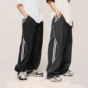 Pantalones de nailon cortavientos personalizados, estilo urbano, NUEVOS, vintage, deportivos, rectos, holgados, tipo paracaídas - Product Image 3