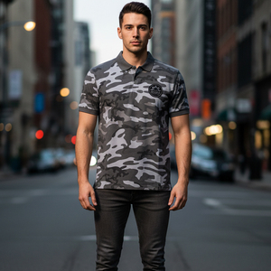 Vente en gros fabricant : Haut de golf d'été respirant pour homme en toile de polyester et coton unie, personnalisable avec impression de logo de marque - Product Image 5