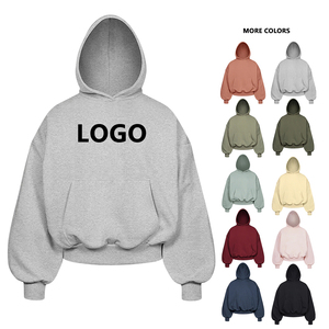 Sweat à capuche polaire épais et lourd pour homme, coupe oversize et carrée, coupe courte, personnalisable avec logo de marque, 500 g/m² 600 g/m² - Product Image 3