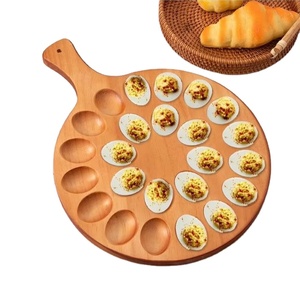 ถาดไม้ใส่ไข่ลายวงกลมถาดใส่ไข่ไม้อะคาเซียมะม่วง12หลุมถาดเสิร์ฟไข่ธรรมชาติ - Product Image 1