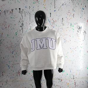 Sweat-shirt à col montant JMU ASH GREY 100% blanc avec broderie appliquée, col large, URBAN PRODUCTIONS - Product Image 2