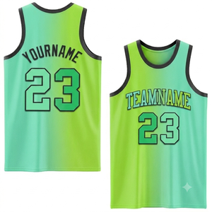 Maillot de baseball léger personnalisé par sublimation, short anti-bactérien, dégradé vert clair menthe, respirant et à séchage rapide pour l'extérieur - Product Image 1