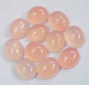 พลอยแคลเซโดนีสีชมพูธรรมชาติ รูปทรงวงรี ขนาดต่างๆ มีจำหน่าย พลอยแคลเซโดนีสีชมพูผิวเรียบ สำหรับทำเครื่องประดับ - Product Image 1
