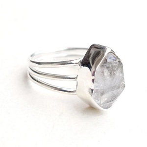 Bague artisanale en argent sterling 925 avec diamant Herkimer naturel, bijoux en pierres précieuses pour elle - Product Image 1