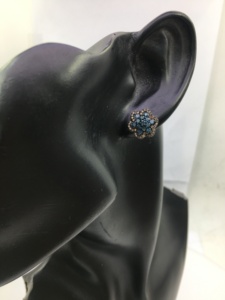 1.01 Cttw Round Cut Brown & Color-Enhanced Blue Natural Diamond Stud Earrings 925 Sterling Silver Earrings for Women - Product Image 5