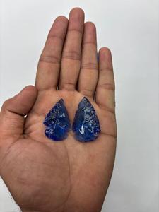 Pointe de flèche en obsidienne bleue, pierre brute, style naturel, cristal bleu, pour la fabrication de bijoux, artisanat, décoration, vente en gros - Product Image 2