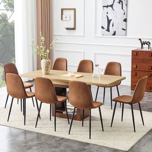 Set da Pranzo Moderno di Lusso 8 Pezzi con Tavolo Allungabile 59-71 Pollici e Sedie in Tessuto Tecnologico, Scalabile e Leggero - Product Image 2