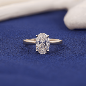 Bague de fiançailles, de mariage ou de promesse classique solitaire en diamant ovale de laboratoire de 1,5 carat, sertie quatre griffes style cathédrale, en or 10k/14k/18k - Product Image 1