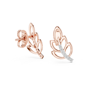 Boucles d'oreilles en or jaune 14 carats avec diamants de laboratoire ronds pour femmes |   Vêtements de mariage |   0,07 Ct Certifié IGI Luxe - Product Image 4