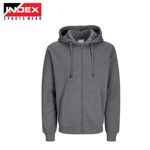 เสื้อฮู้ดซิปผู้ชายทรงโอเวอร์ไซส์ สีพื้น สไตล์ลำลอง สำหรับฤดูใบไม้ร่วง ผลิตจากผ้าฝ้ายเฟรนช์เทอร์รี่ 100% ยี่ห้อ INDEX SPORTSWEAR - Product Image 2