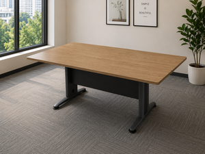 Rectangular Wood Veneer Conference <b>Table</b> Metal Legs Minimalist Design <b>Office</b> Furniture for Commercial Use - Product Image 1