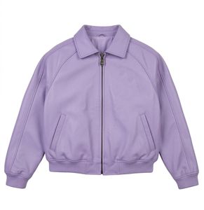 Veste bomber d'aviateur en toile et cuir véritable pour homme, col rabattu, hiver - Product Image 5