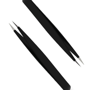 Pinzas de Precisión para Cejas, Acero Inoxidable, Negro Mate, Pinzas para Eliminar Vello Facial Profesional - Product Image 4
