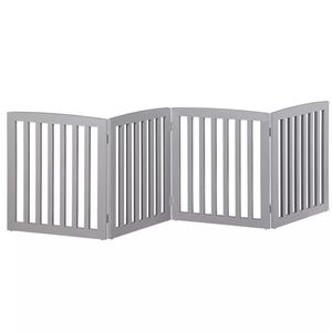 Cancelletto di Sicurezza per Cani in Legno a 4 Pannelli Pieghevole Autoportante 24 Pollici Grigio - Per Casa e Giardino - Product Image 2