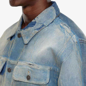 High Quality Oversized Fashion Casual Jeans Denim <b>Jackets</b> <b>Men</b> Clothing Plain Dyed Denim Jeans <b>Jackets</b> Made In Pakistan - Product Image 5