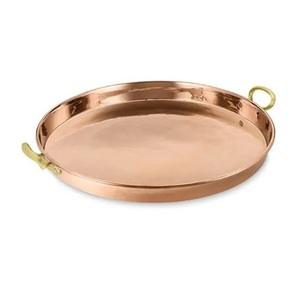 Copper <b>Serving</b> <b>Tray</b> Stainless Steel <b>Gold</b> Plated Hammered Design Dry Fruits for <b>Tray</b> Copper Handle At Your Budget - Product Image 5