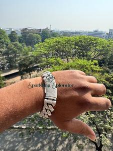 Bracelet chaîne cubaine classique géométrique en argent 925 avec moissanite VVS taille brillant de 18 mm pour hommes et femmes, passe le test du diamant - Product Image 5