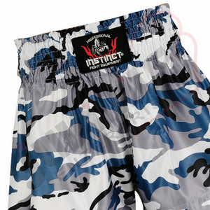 Shorts de sport taille haute à compression, imprimé bleu-gris, respirants, écologiques, 100 % polyester, pour adultes, idéaux pour le Muay Thai - Product Image 2