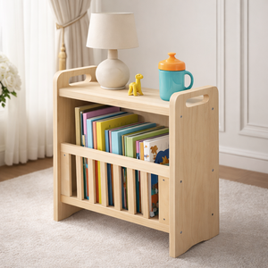 Sheeraz International Wooden Bookshelf with Storage Shelf, Montessori <b>Book</b> Rack for Children, Front Facing <b>Book</b> <b>Display</b> Organize - Product Image 2