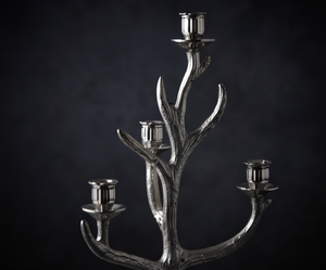 Support de bougie en métal argenté à 5 bras, design unique en forme de bois de cerf, fait main, sans plomb, durable, moulage texturé, décoration de table, Noël, vente en gros - Product Image 4