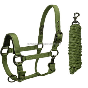 Multiple color option Double ply Nylon Horse <b>Halter</b> with lead ropes and nickel plated stainless steel hardware <b>halter</b> horse - Product Image 5
