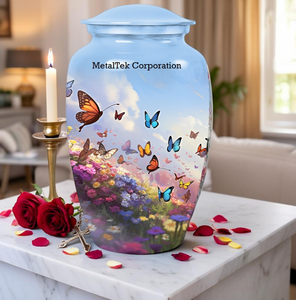 โกศใส่เถ้ากระดูกรูปผีเสื้อหลากสีคลาสสิกสำหรับใส่เถ้ากระดูกและโถบุรุณศพสำหรับสัตว์เลี้ยงผู้หญิงผู้ชาย - Product Image 1