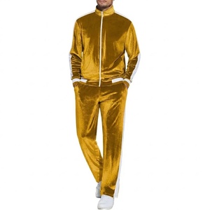Heavyweight <b>Men</b> <b>Velvet</b> Tracksuit Full Length Zipper Closure Solid Color Casual Jogging Suit Side Pockets Regular Fit Autumnwear - Product Image 5