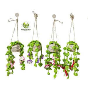 Cesta Colgante de Flores Tejida a Crochet, Ecológica y Hecha a Mano, Decorativa, para Plantas, Decoración de Pared del Hogar, Regalo de Boda - Product Image 2
