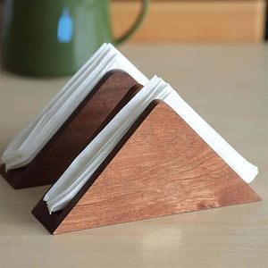 Wood Triangle Tissue Box Napkin Holder Rustic Wooden Organizer Custom Logo for Home Office Dining <b>Table</b> - Product Image 1
