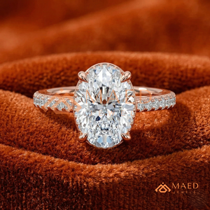 แหวนรูปไข่สีโรสโกลด์ "Blushing Beauty" – แหวนประดับเพชรทรงรูปไข่สีโรสโกลด์แบบโรแมนติก – เพชรทรงรูปไข่สีโรสโกลด์สุดหรูหรา - Product Image 1