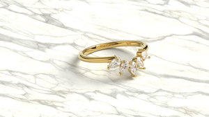 Luxury 18K Gold Pear Shaped Diamond <b>Ring</b> Curved Wedding Band Cluster Crown <b>Stacking</b> Engagement <b>Ring</b> Fine Jewelry Gift for Women - Product Image 3