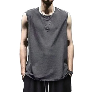 Verano tendencia coreana hombres Casual deportes pulóveres nueva calle moda de talla grande camiseta sin mangas simplicidad sin mangas de punto - Product Image 2