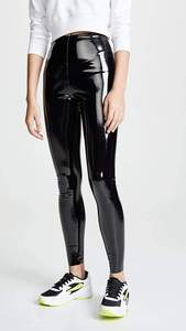 High Waist Black Faux Leather Leggings Full Length Stretch <b>Tight</b> Solid Women's All Seasons Wear - Product Image 4