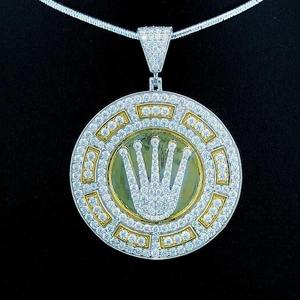 Colgante de Lujo con Forma de Corona de Diamantes, Chapado en Oro de Dos Tonos y Plata de Ley, con Moissanita, Joyería Hip Hop, Amuleto Brillante - Product Image 1
