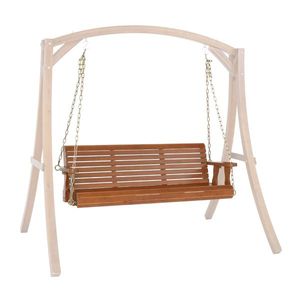 Balançoire de patio en cèdre brun foncé de 1,5 m avec chaîne en fer, capacité de 227 kg, double structure en bois (cadres de balançoire non inclus) - Product Image 2