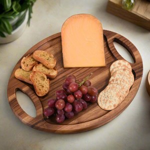 Plateau de service ovale avec poignées - Taille moyenne, qualité commerciale, usage traiteur, durable et portable, plateau alimentaire - Product Image 2