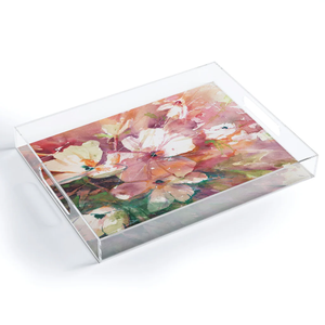 Fabulous Design Colourful Flower Acrylic Tray Finest Quality Acrylic Tray for <b>Table</b> Decorative & Food Snacks Serving Tray - Product Image 4