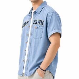 Chemise en jean à manches courtes pour homme, style denim, coupe confortable, sur mesure, style streetwear, t-shirt en jean premium pour homme - Product Image 4
