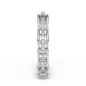 Anillo de Oro de 14K con Diamantes Naturales, Anillo de Eslabones con Diamantes Redondos, Banda Abierta Moderna, Anillo de Boda Apilable, Joyería Fina, Regalo - Product Image 2